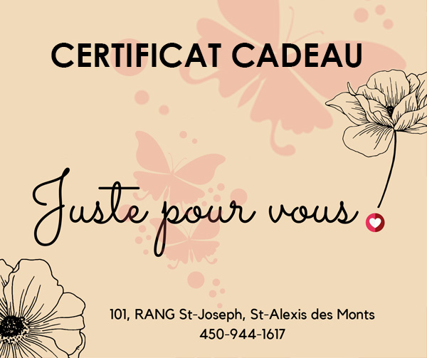 Certificat cadeau pour massage, facial ou soin du corps